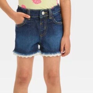 NWT Cat & Jack Toddler Girls' Lace Hem Jean Shorts Cat & Jack Color Dark Wash